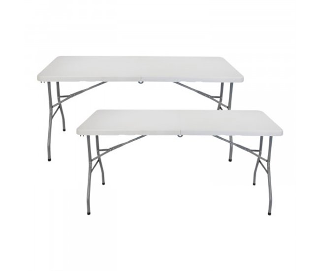 Pack 2 Mesas Plegables Rectangular Catering Thinia Home 150x70 Blanco