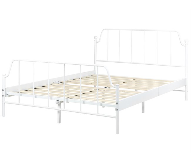 Beliani Cama con somier Hierro MAURESSAC 145x206 Blanco