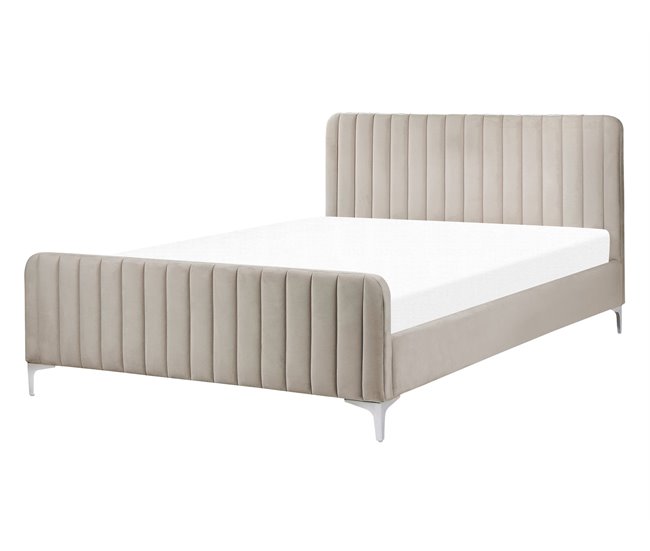 Beliani Cama Terciopelo LUNAN 146x215 Gris