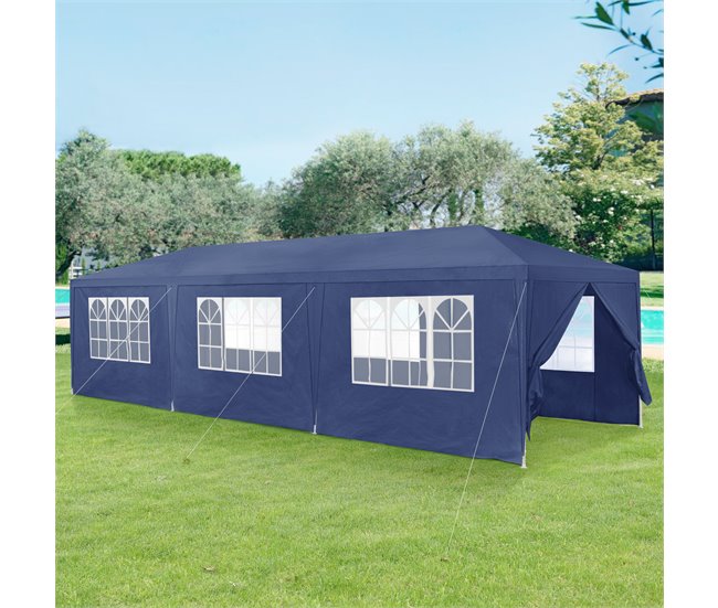 Carpa Pabellón para jardín Wedau metal 900x300 Azul