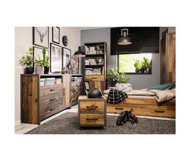 Librero 1 puerta y 1 cajón Paul Madera