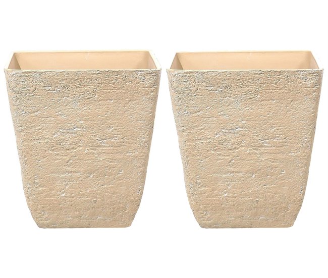 Beliani Conjunto de 2 macetas DELOS Arena