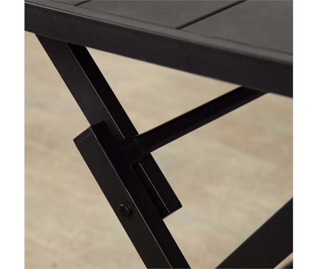 Aktive Mesa plegable de jardín de acero 4 personas Negro