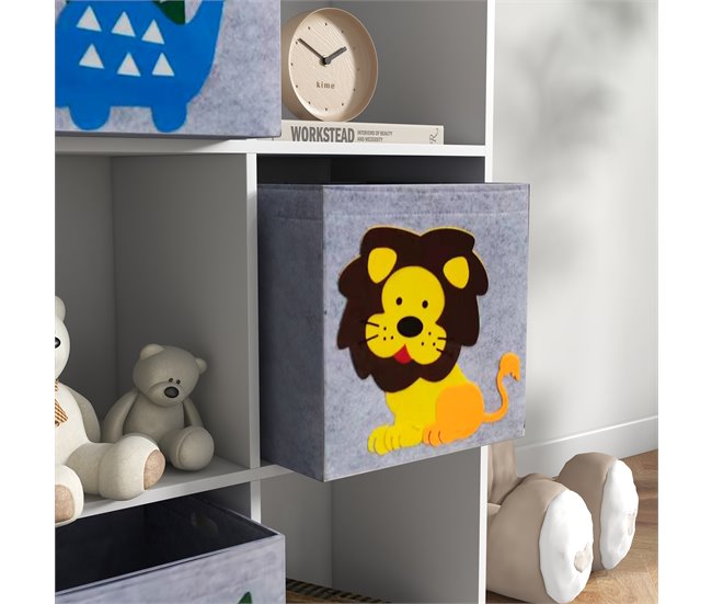 Estantería Juguetes Infantil MDF, Melamina, Tela no Tejida Blanco/ Gris