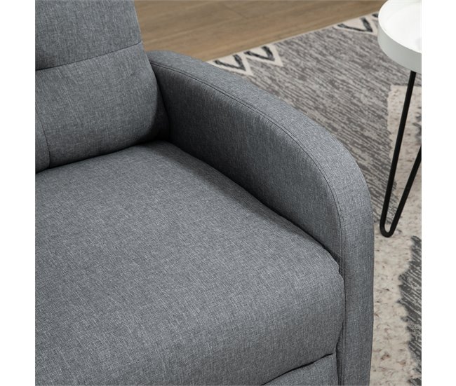 Sillón Relax Reclinable Poliéster, Espuma, Tablero Multicapa Gris