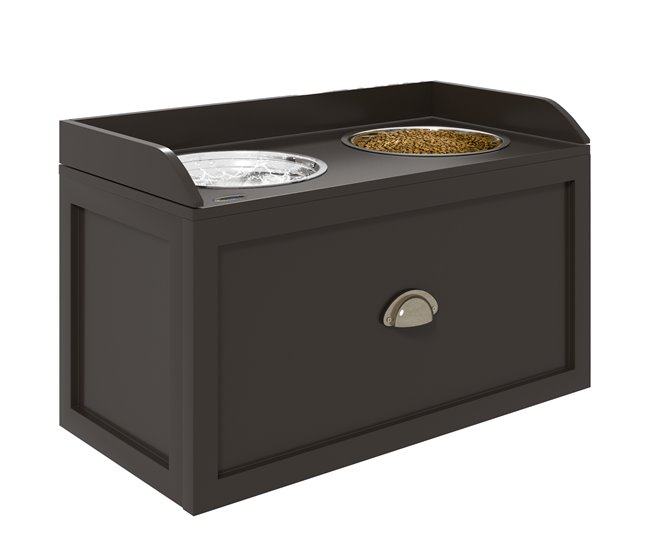 Comedero para Perros MDF, Acero Inoxidable PawHut Marron