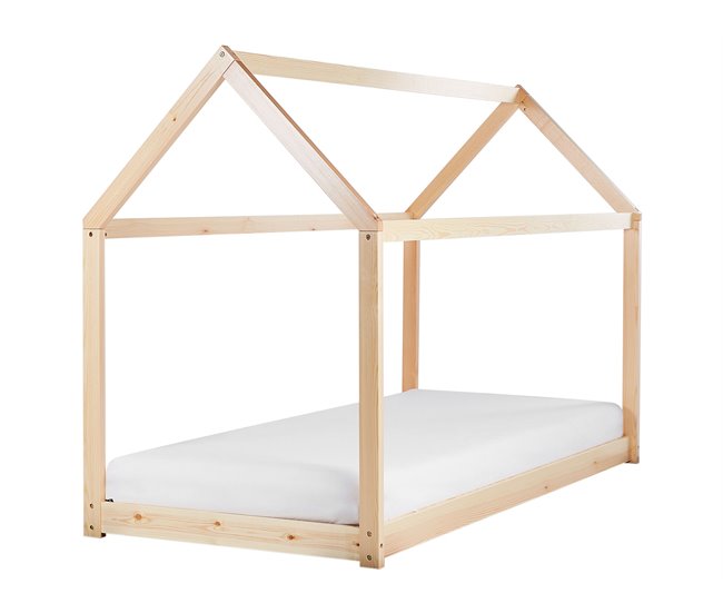 Beliani Cama con somier Madera de pino TOSSE 98x200 Blanco