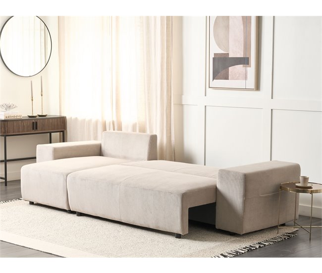 Beliani Sofá esquinero Pana LUSPA Beige