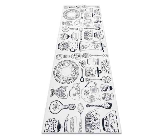 Alfombra lavable ANDRE 1318 Cerámica para la cocina Blanco