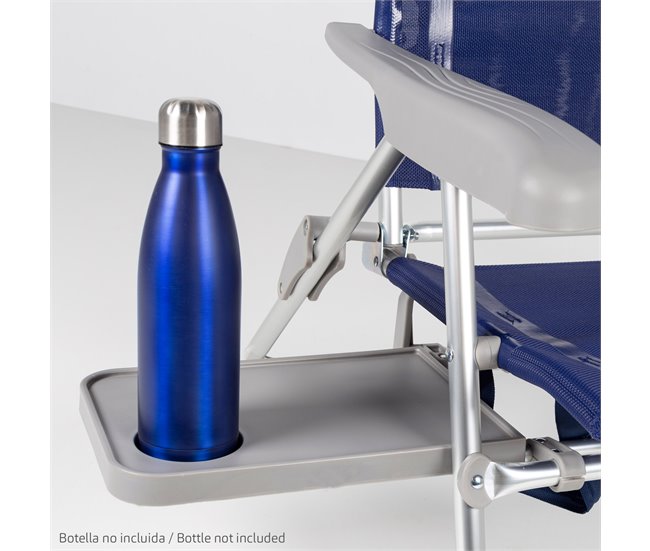 Silla de playa multiposición plegado Slim c/mesa y cojín Aktive Azul Marino