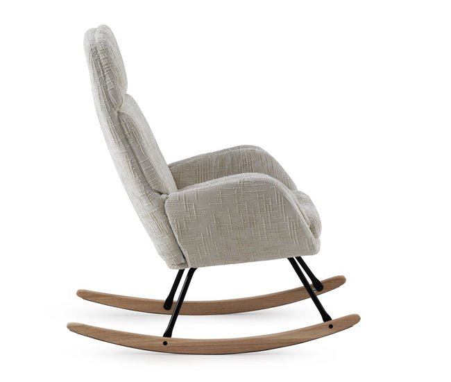 Balancín tapizado en chenilla y patas metálicas Blanco