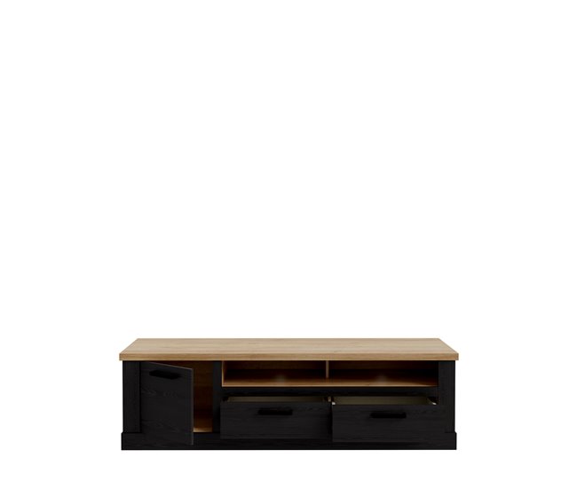 Mueble TV 1 puerta y 2 cajónes VERONA Negro/ Madera