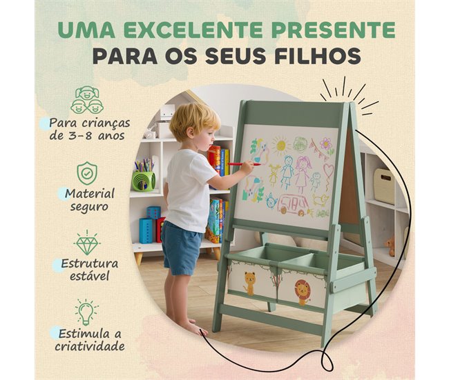 Caballete Infantil MDF, Madera de Pino AIYAPLAY Verde