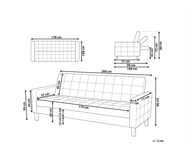 Beliani Sofá de 3 plazas Poliéster VEHKOO Azul