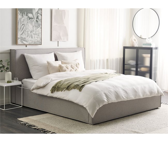 Beliani Cama con almacenaje Poliéster MOISSAC 197x224 Azul Claro