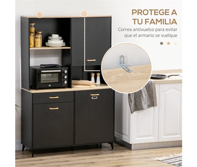 Alacena de Cocina Melamina de Madera, MDF HOMCOM, hogar - cocina 119 Negro