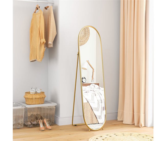 Espejo de Pie Metal, Vidrio HOMCOM, hogar - decoración Dorado