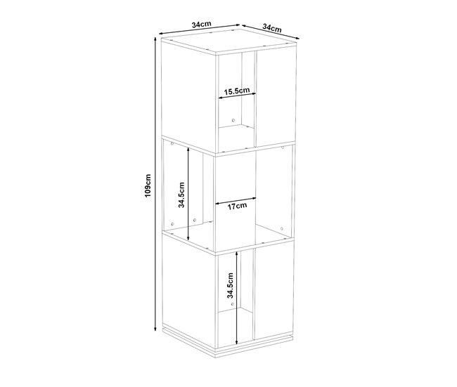 Estantería giratoria Fjelmarirg de 3 niveles MDF [en.casa] Blanco