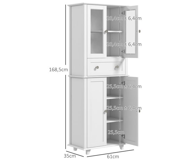 Alacena de Cocina MDF HOMCOM, hogar - cocina Blanco