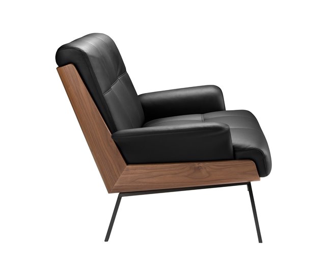 ANGEL CERDA Sillón polipiel negro Negro/ Madera