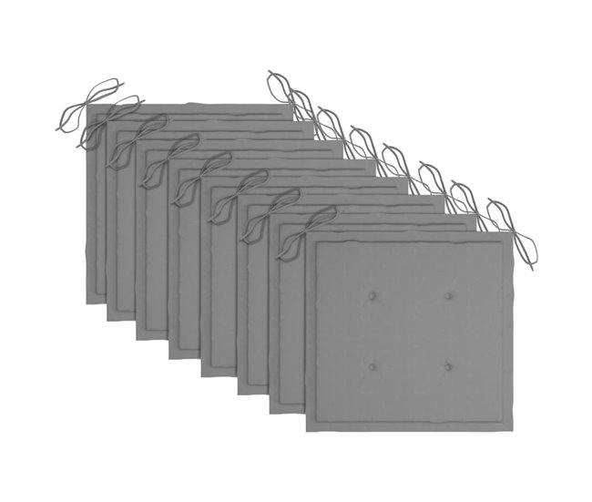 8 Sillas de jardín de madera de teca con cojines Antracita