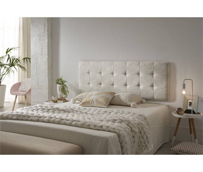 Cabecero Capitone Tela Antimanchas 112 Blanco