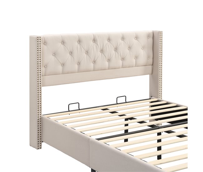 Cama de matrimonio de lino 149x195 Beige