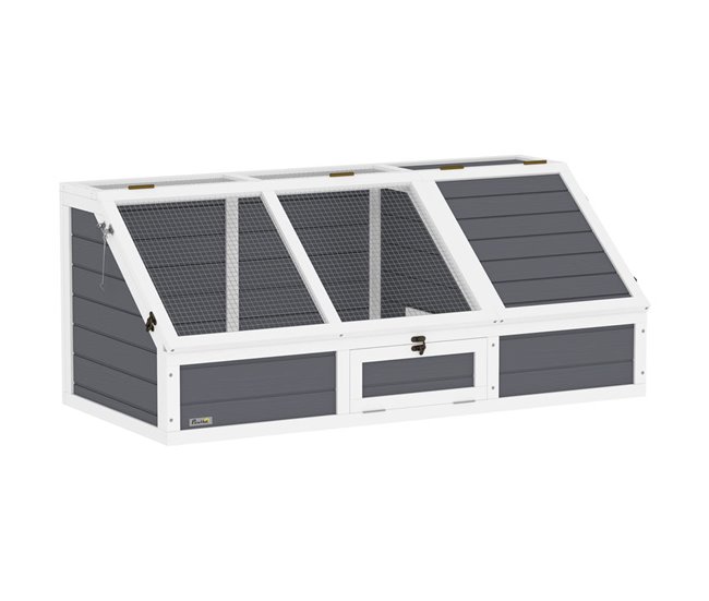 Casa para Tortugas Madera de Abeto, Acero Galvanizado PawHut Gris