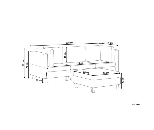 Beliani Sofá con reposapiés Poliéster UNSTAD Beige