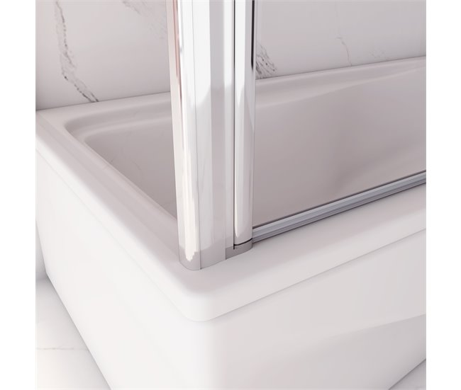 Mampara de Bañera Plegable, 2 Hojas y Panel Fijo,Vidrio Templado Antical con un Toallero 