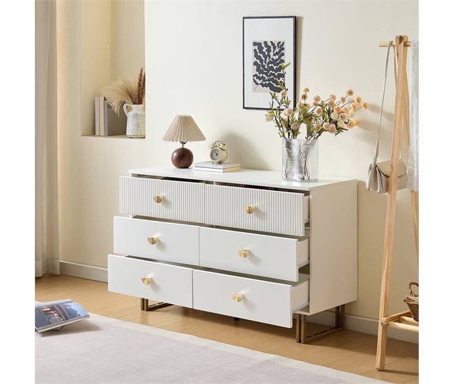 Cómoda doble con 6 cajónes Blanco