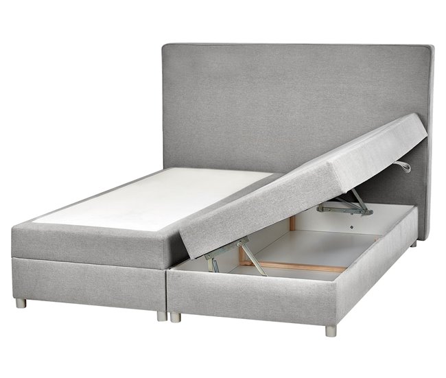 Beliani Cama continental Poliéster MINISTER 168x209 Gris Claro