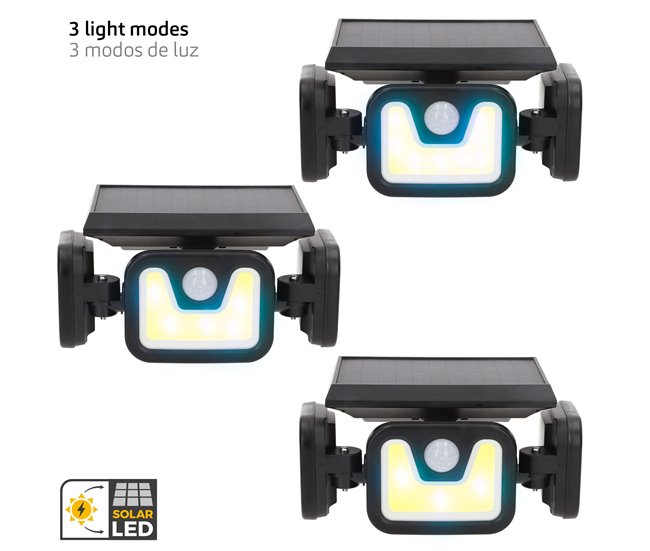 Aktive Aplique solar LED con sensor de movimiento 350 lúmenes Negro