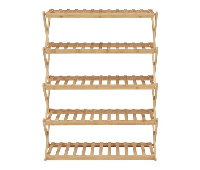 Zapatero plegable Fitzbek de 5 niveles para 10 pares bambú Natural