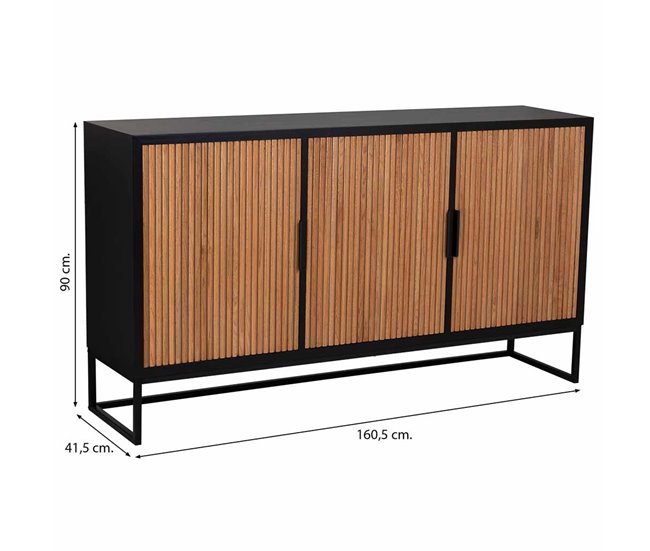 Aparador de 3 puertas de madera y metal Marron