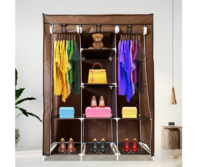 Armario Vestidor Tela Con Puertas Cremallera Nyana Home Marron