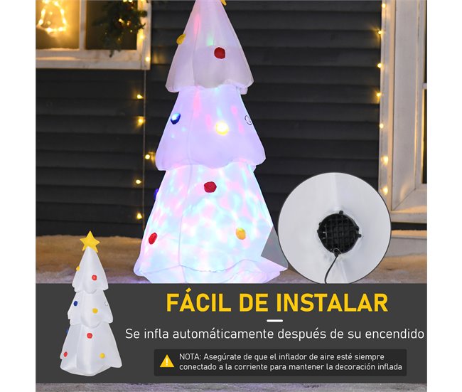 Árbol de Navidad Inflable Poliéster HOMCOM Blanco