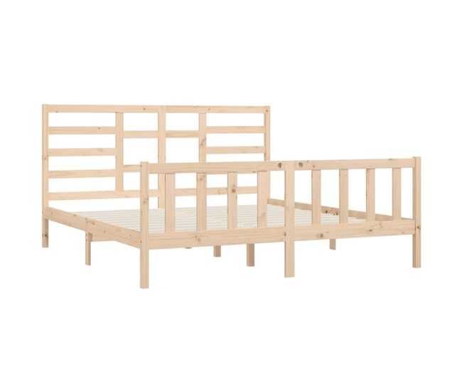 Estructura de cama de madera maciza 200x200 Blanco