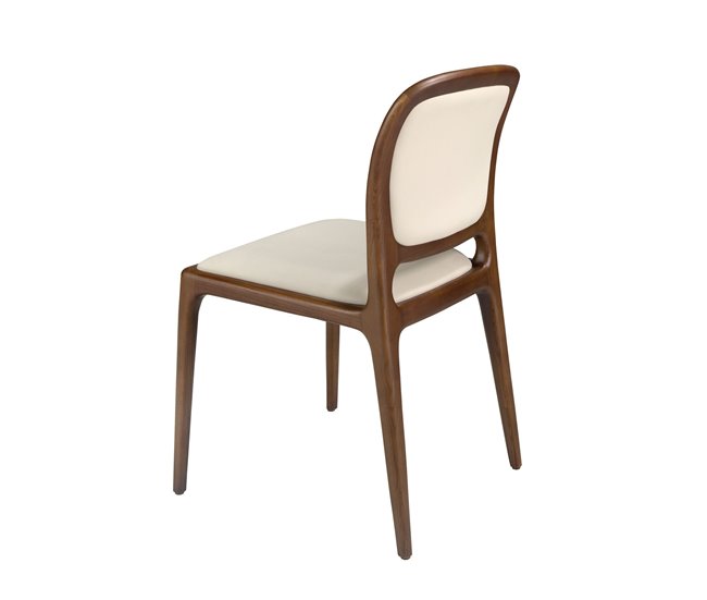 ANGEL CERDA Silla polipiel crema Nogal