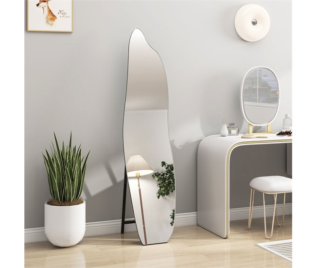 Espejo Cuerpo Entero Metal, Vidrio Templado HOMCOM Transparente