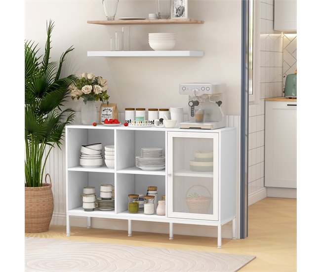 Aparador de Cocina Melamina de Madera HOMCOM Blanco