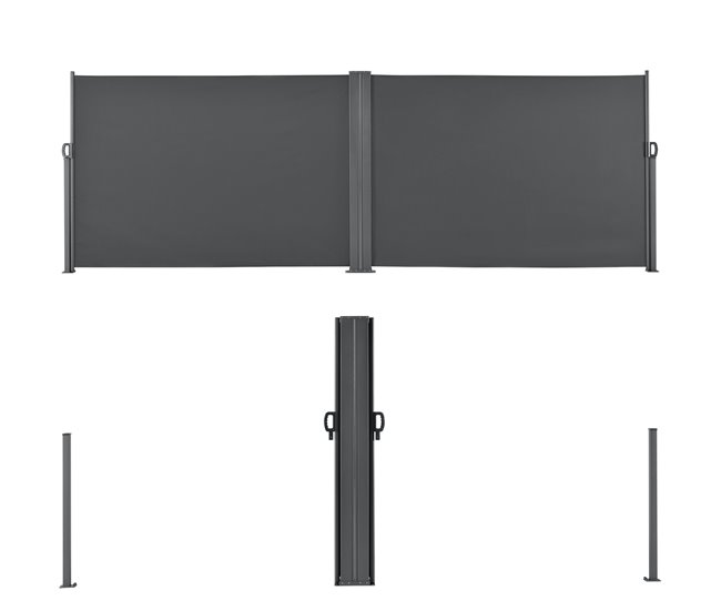 Toldo lateral doble Alcazaba - exterior - acero y poliéster 300x300 Gris