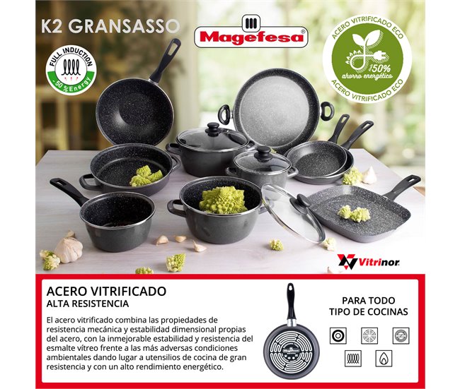 Bateria de cocina 8 piezas con juego de sartenes Multicolor