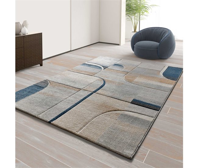 Alfombra abstracta con trazos geométricos MEDEL - ATTICGO 160x230 Azul