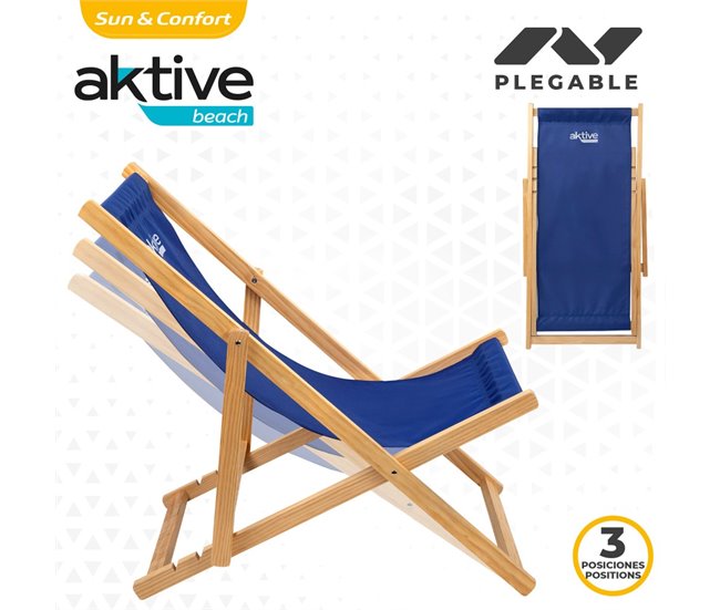 Tumbona plegable de madera Aktive Azul