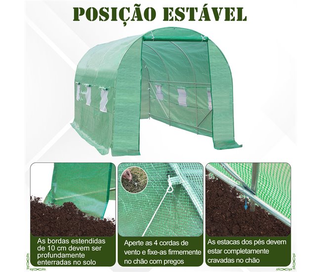 Invernadero de Jardín PE Outsunny Verde