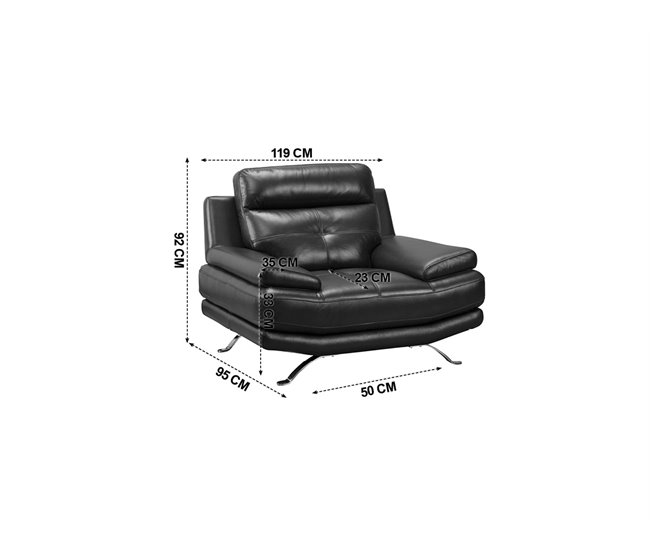 Sillón de piel HAWAI Negro