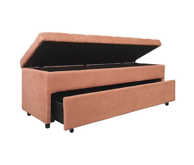 Banco puf baúl en terciopelo 140x50 Naranja