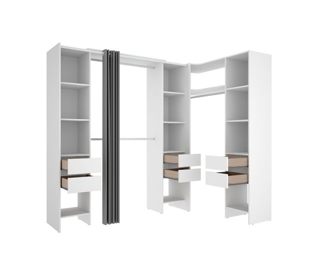 Armario vestidor Suit reversible  cajones +  barras +  columnas 164 Blanco