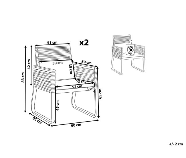 Beliani Silla de jardín CANETTO Negro